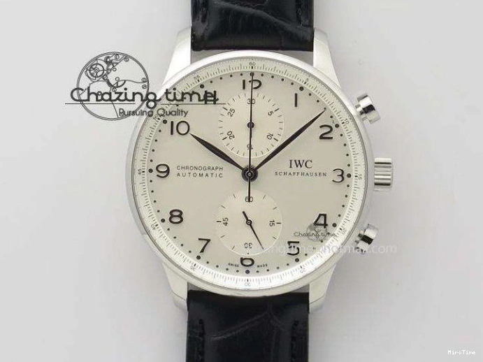 MIROTIME 0108 Portuguese Real PR Real Annual Calendar IW503502 ZF 1:1 Best Edition Black Dial Steel Markers on Black Leather Strap A StreetReady 7134